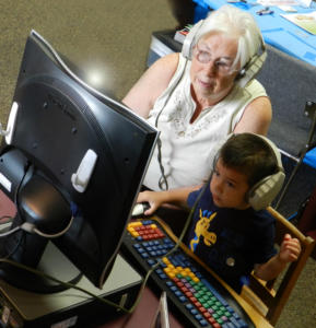 Grandma and grandson at computer